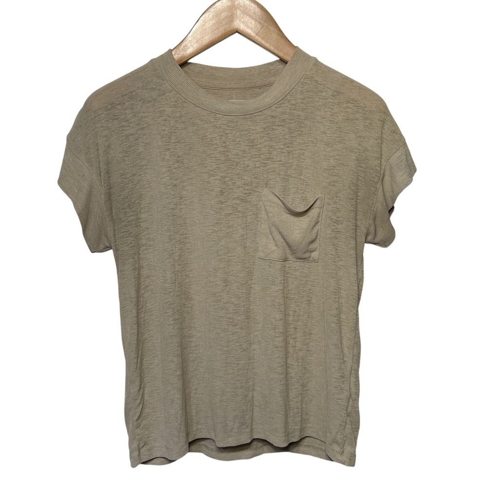 Madewell Rib Crew‎ Neck Pocket T-Shirt Women's Size Small